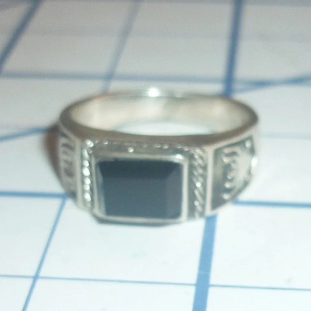 Sterling Silver Black Onyx Spider Ring Size 4.75 .925 Gothic Statement Band